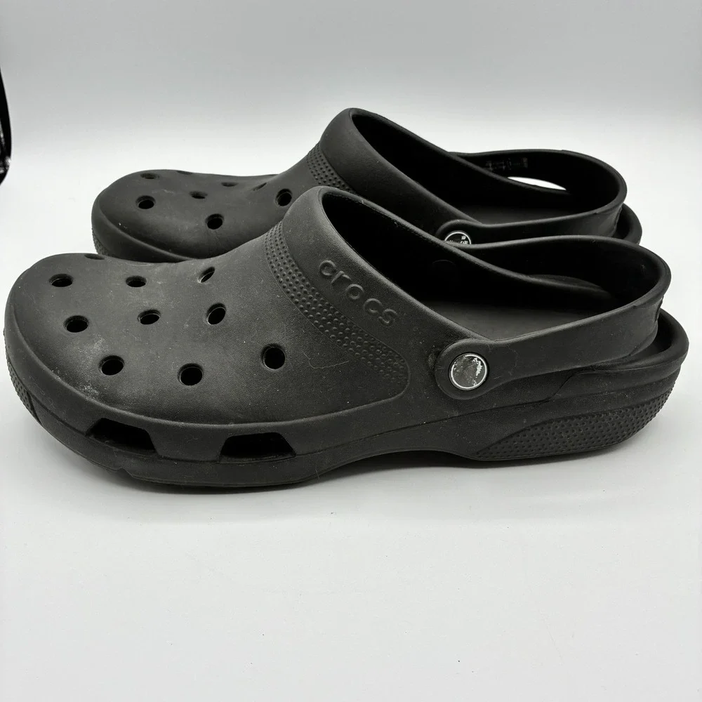 Crocs Classic Coast Clogs Mens 12 Black Slip On Backstrap Outdoor Water Sandal